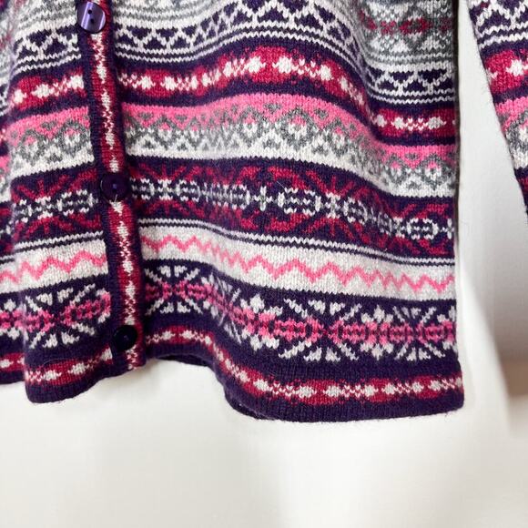 Appleseed’s Wool Blend Fair Isle Nordic Multicolor Knit Cardigan Sweater Sz L - Picture 4 of 10